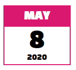 A nicely formatted calendar date reading May 8, 2020